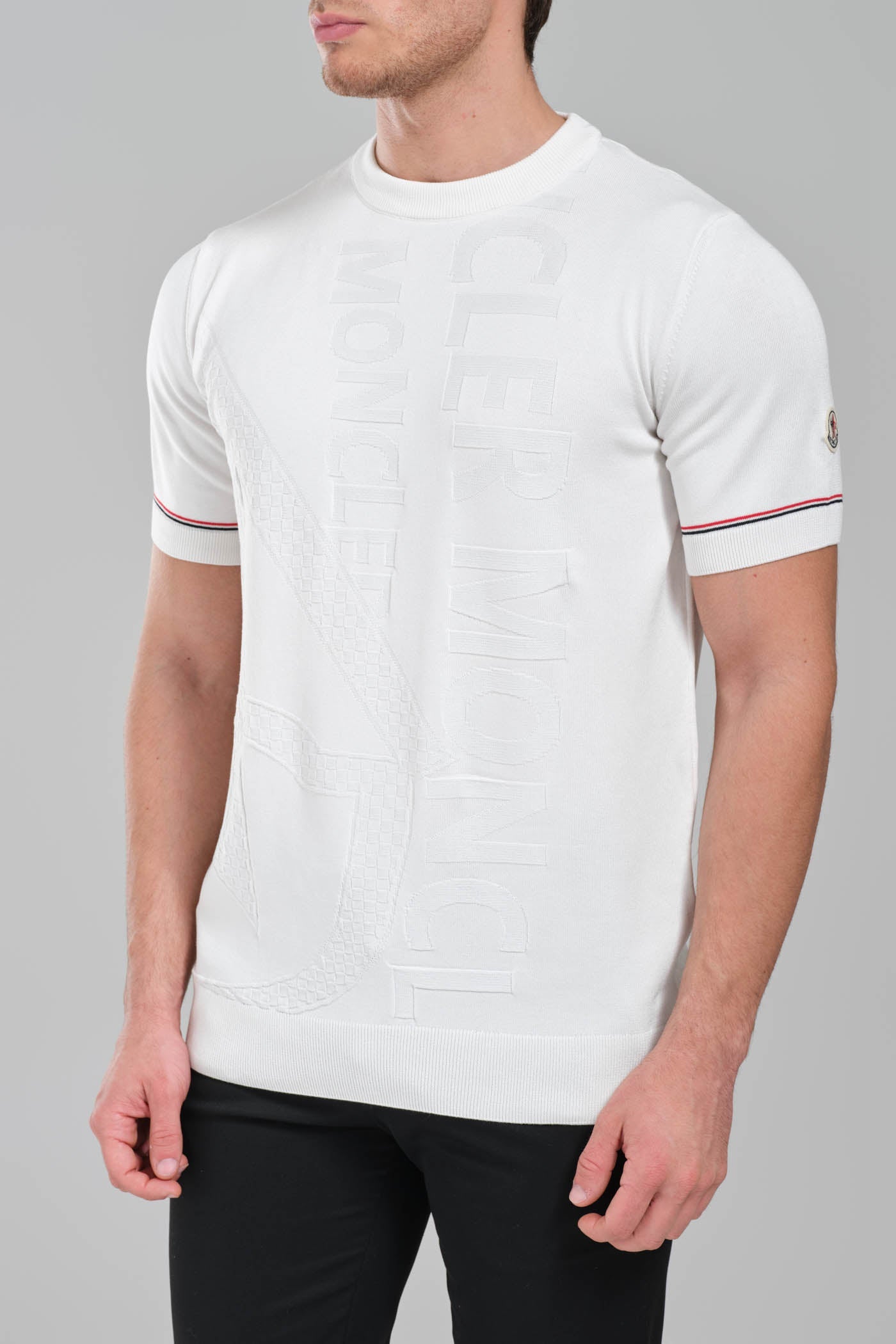 Moncler White Embossed Graphic T-Shirt