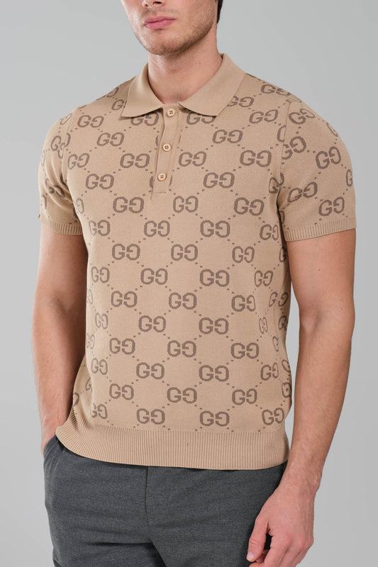 GUCCI GG Stretch Cotton Polo beige