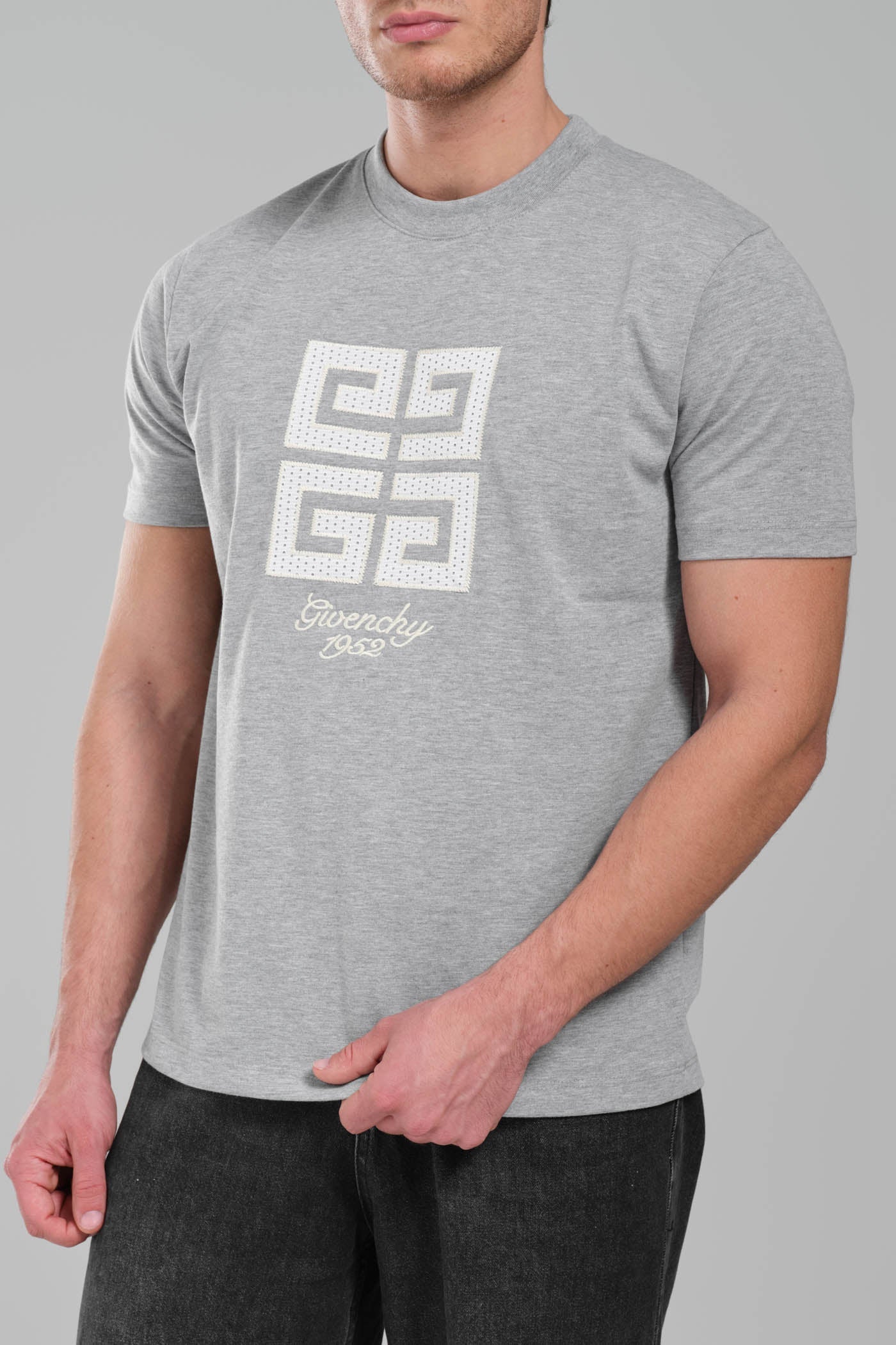 GIVENCHY Logo-embroidered cotton T-shirt grey
