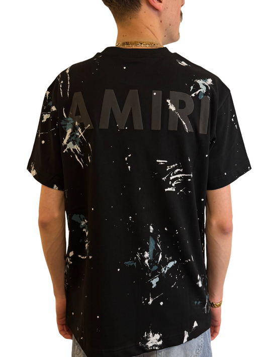 Black Tie Dye Splatter Print T-Shirt