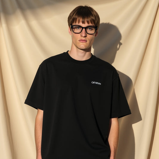Off White Black Embroidered T-Shirt