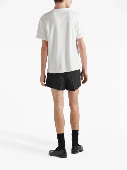 Prada Plaque Oversized Fit Polyester T-Shirt - White