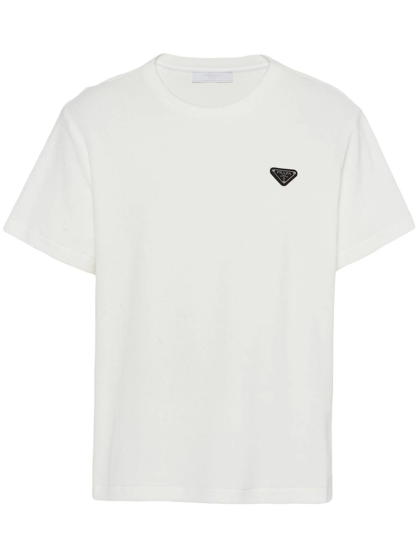Prada Plaque Oversized Fit Polyester T-Shirt - White