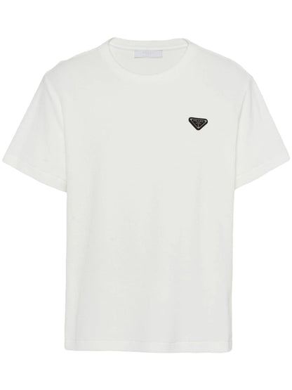 Prada Plaque Oversized Fit Polyester T-Shirt - White