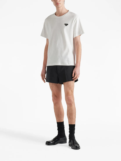 Prada Plaque Oversized Fit Polyester T-Shirt - White