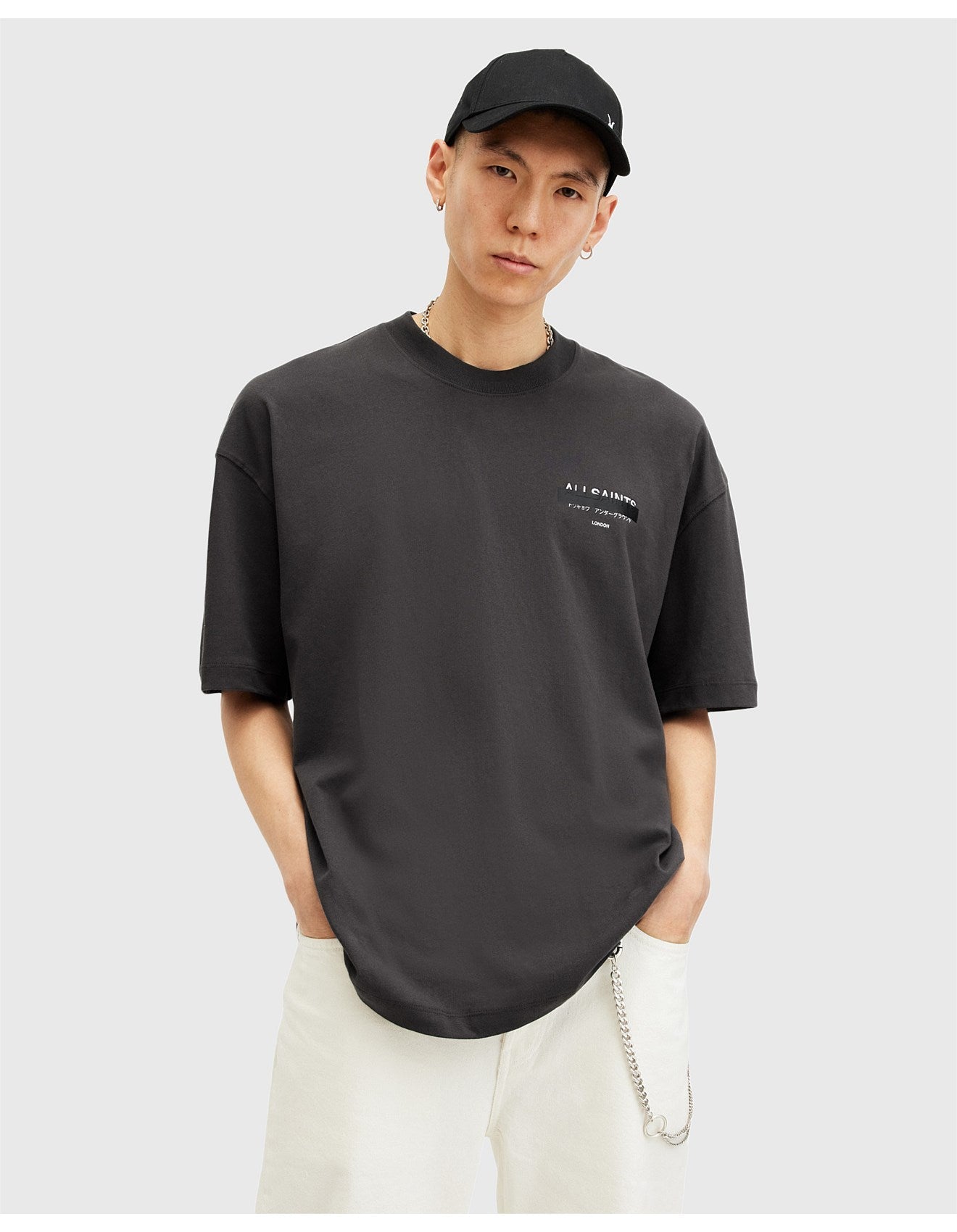 AllSaints Underground oversized t-shirt in black