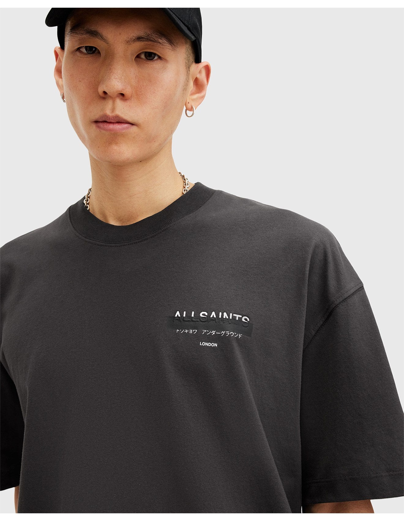 AllSaints Underground oversized t-shirt in black