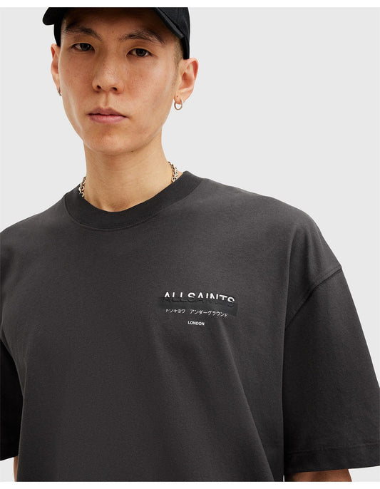 AllSaints Underground oversized t-shirt in black