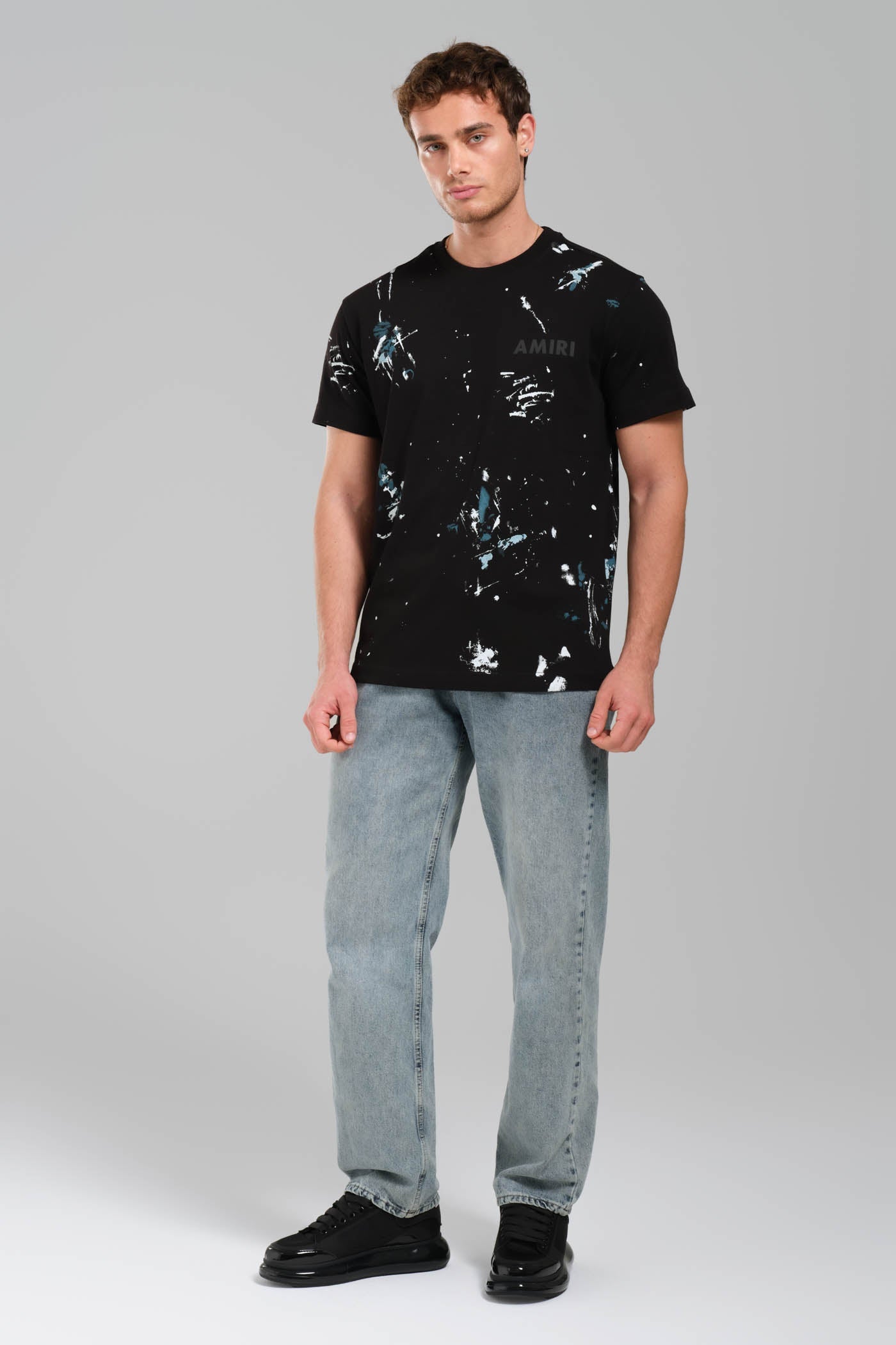 Amiri Paint-Drip Logo Crewneck T-Shirt