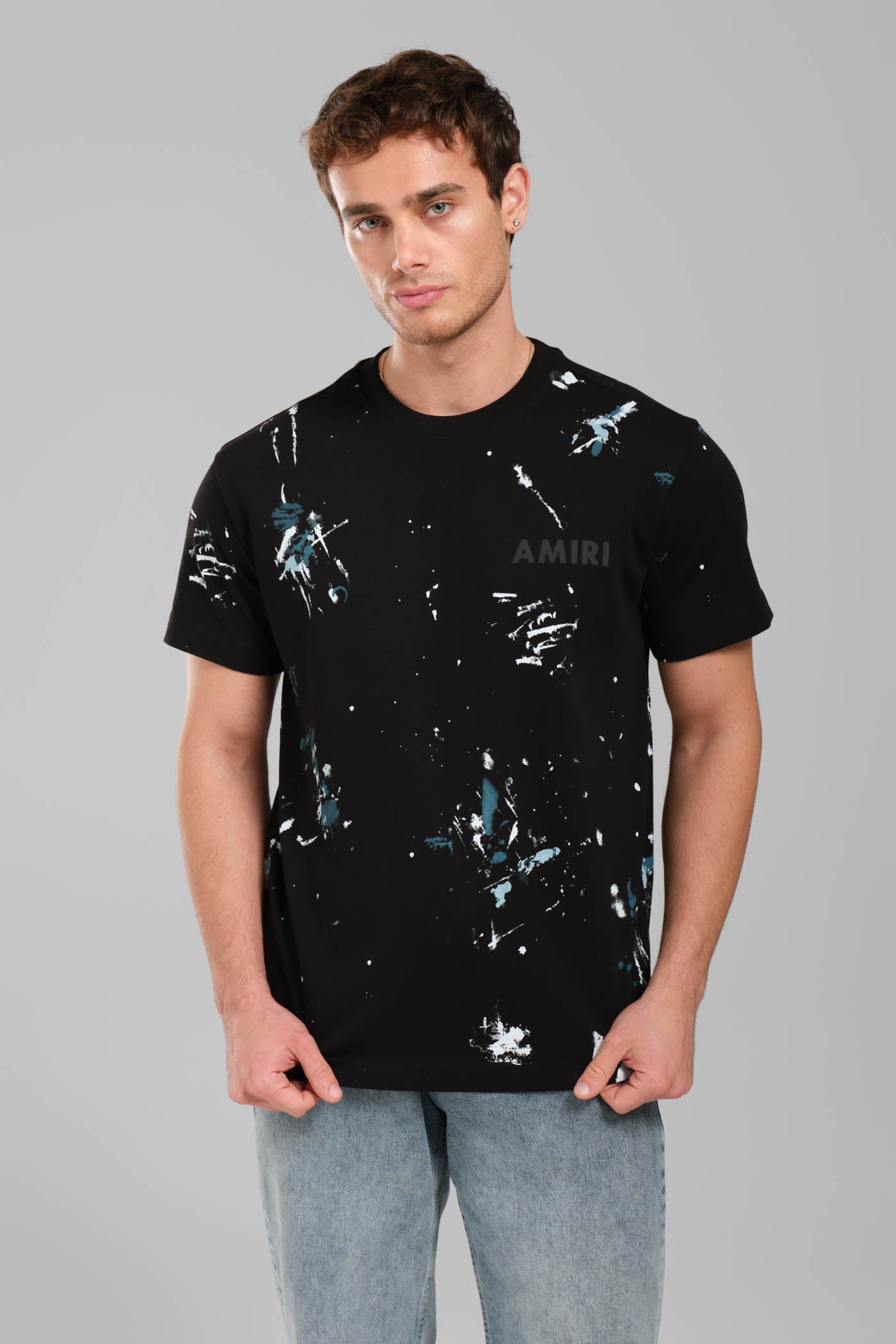 Amiri Paint-Drip Logo Crewneck T-Shirt