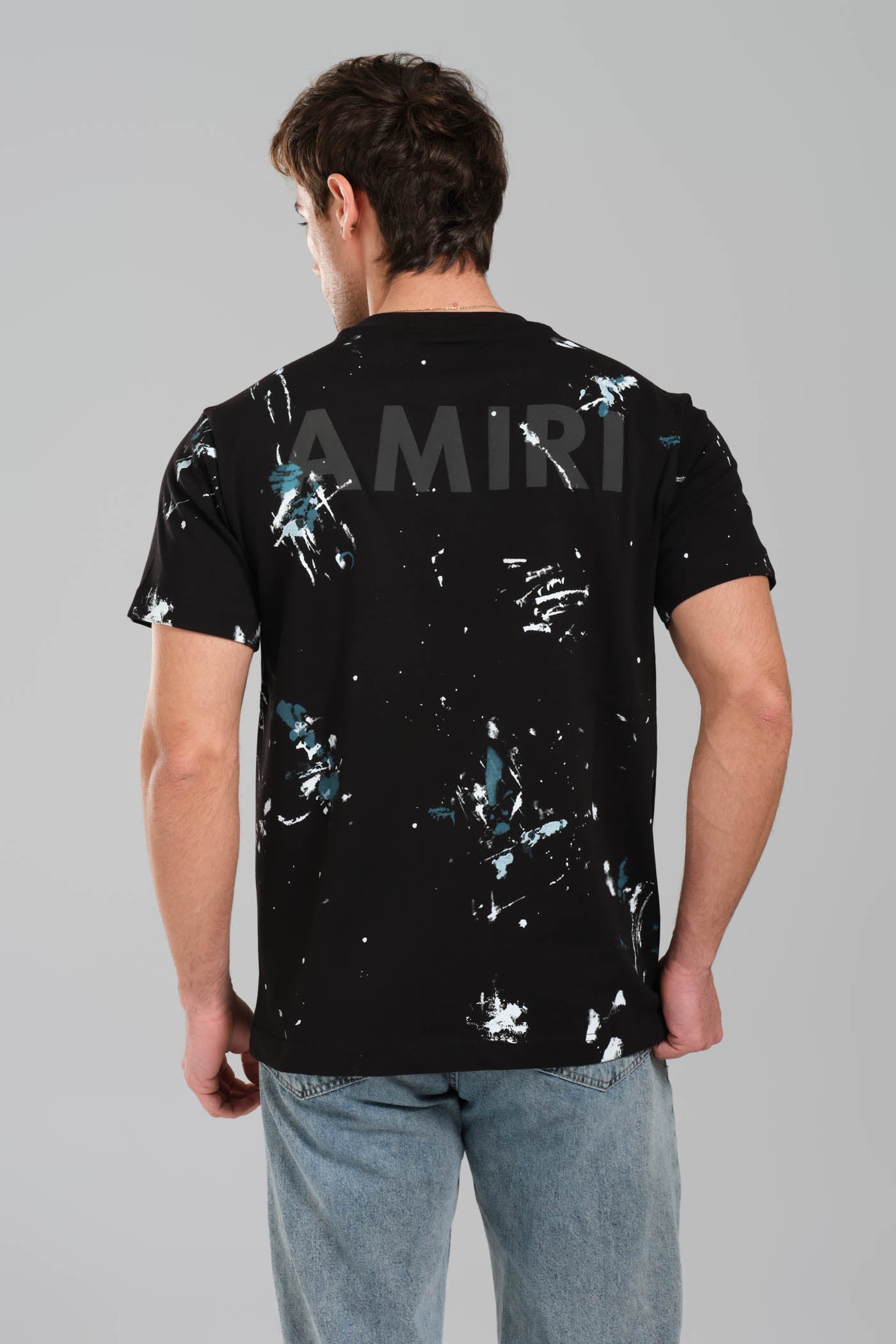 Amiri Paint-Drip Logo Crewneck T-Shirt