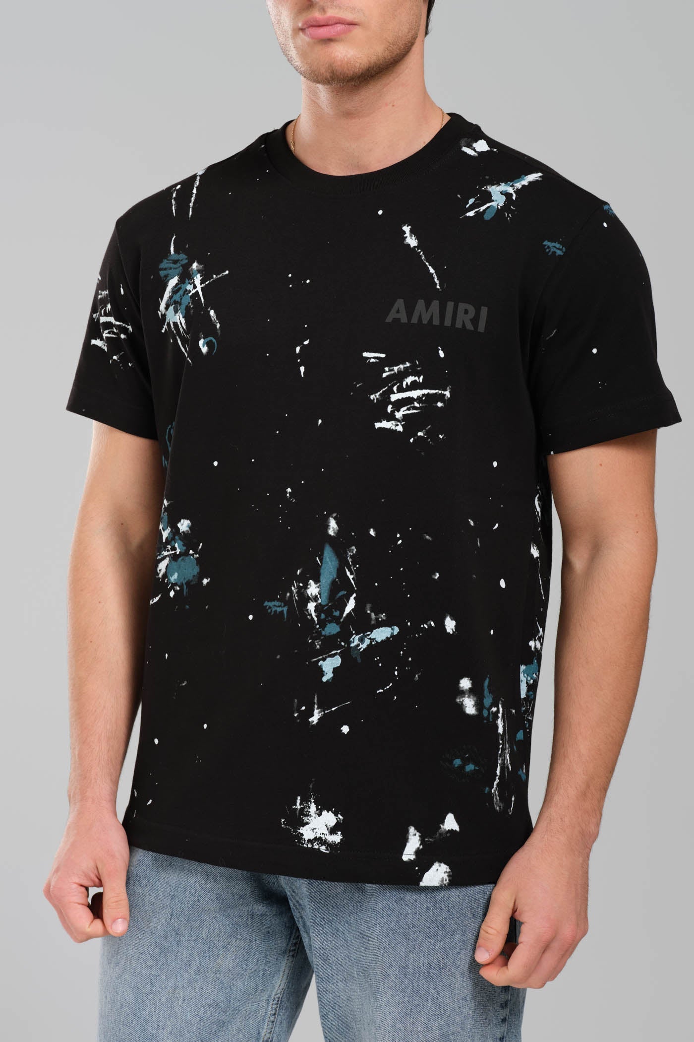 Amiri Paint-Drip Logo Crewneck T-Shirt