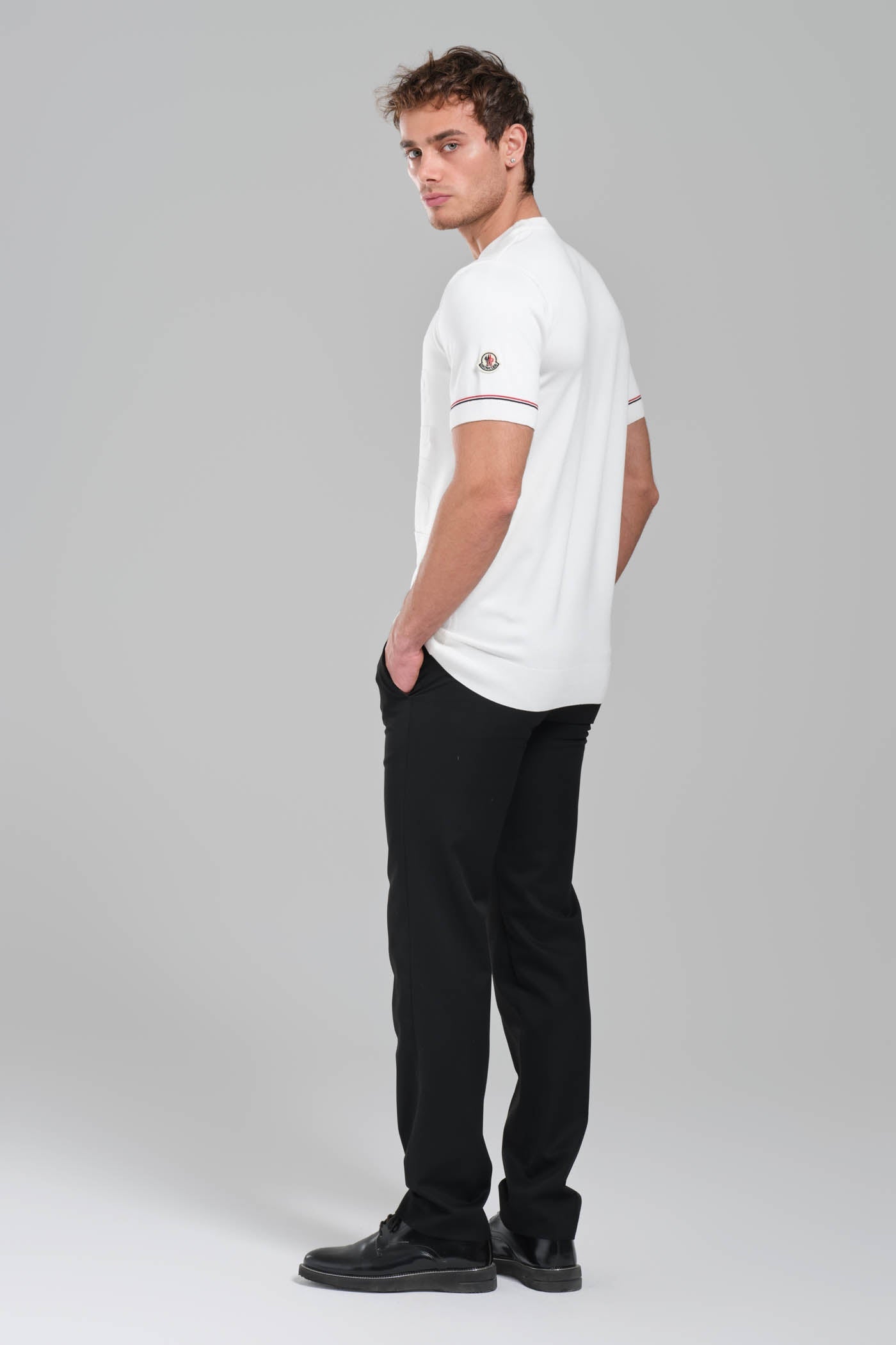 Moncler White Embossed Graphic T-Shirt