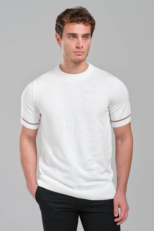 Moncler White Embossed Graphic T-Shirt