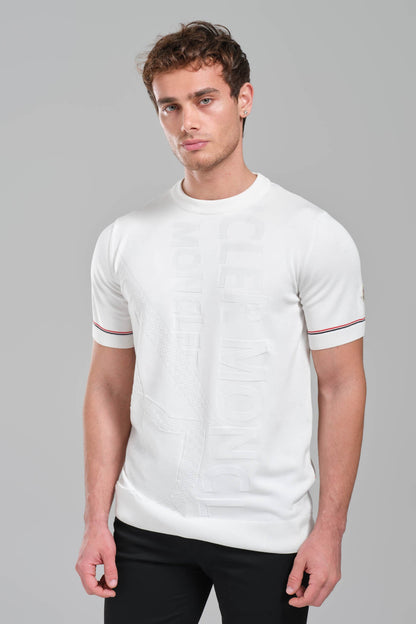 Moncler White Embossed Graphic T-Shirt
