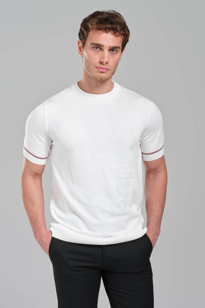 Moncler White Embossed Graphic T-Shirt