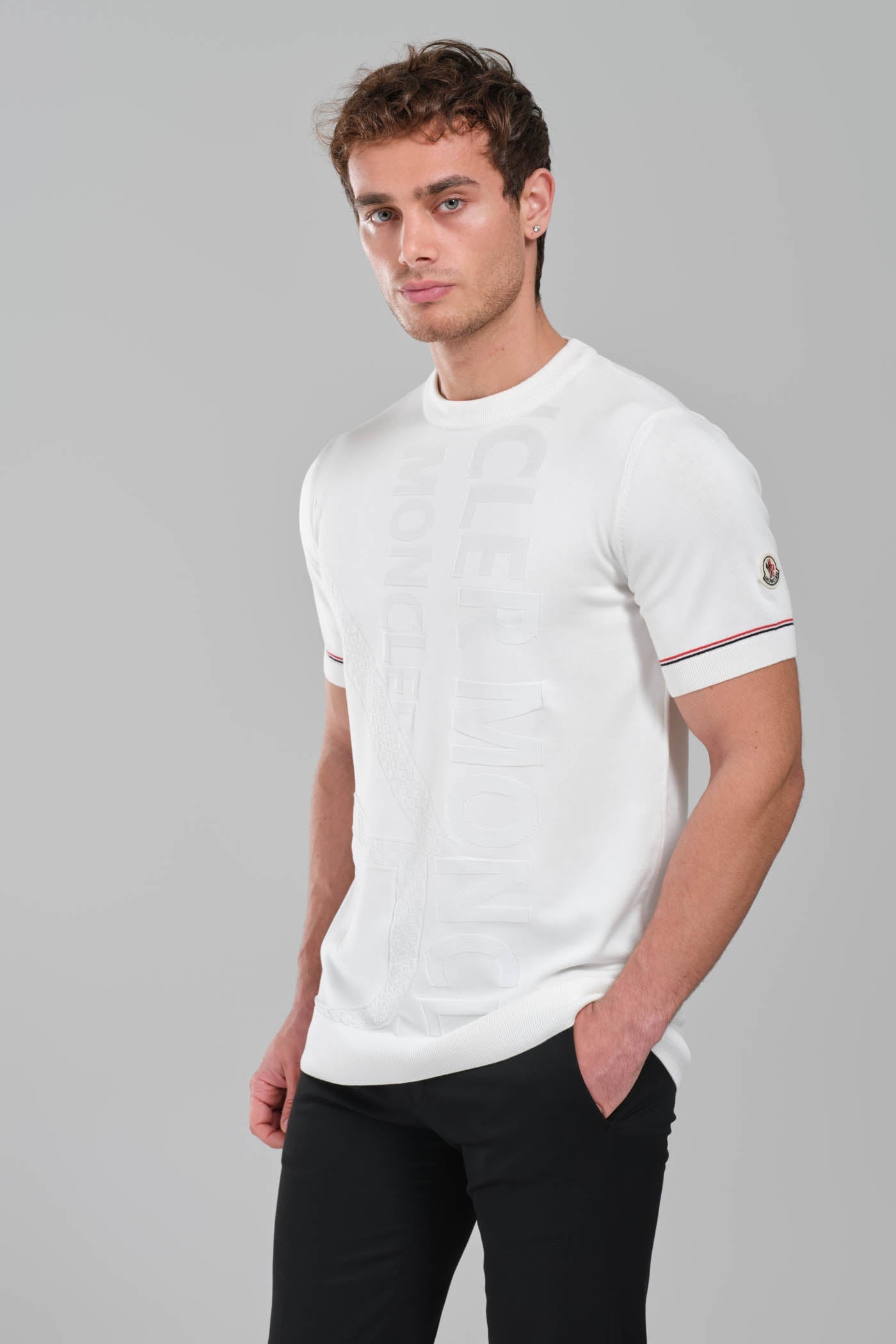 Moncler White Embossed Graphic T-Shirt