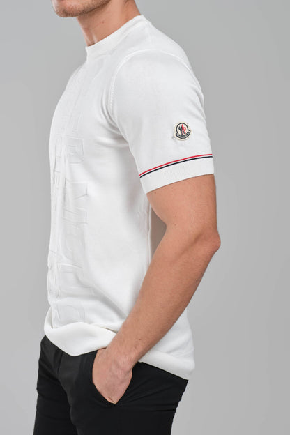 Moncler White Embossed Graphic T-Shirt