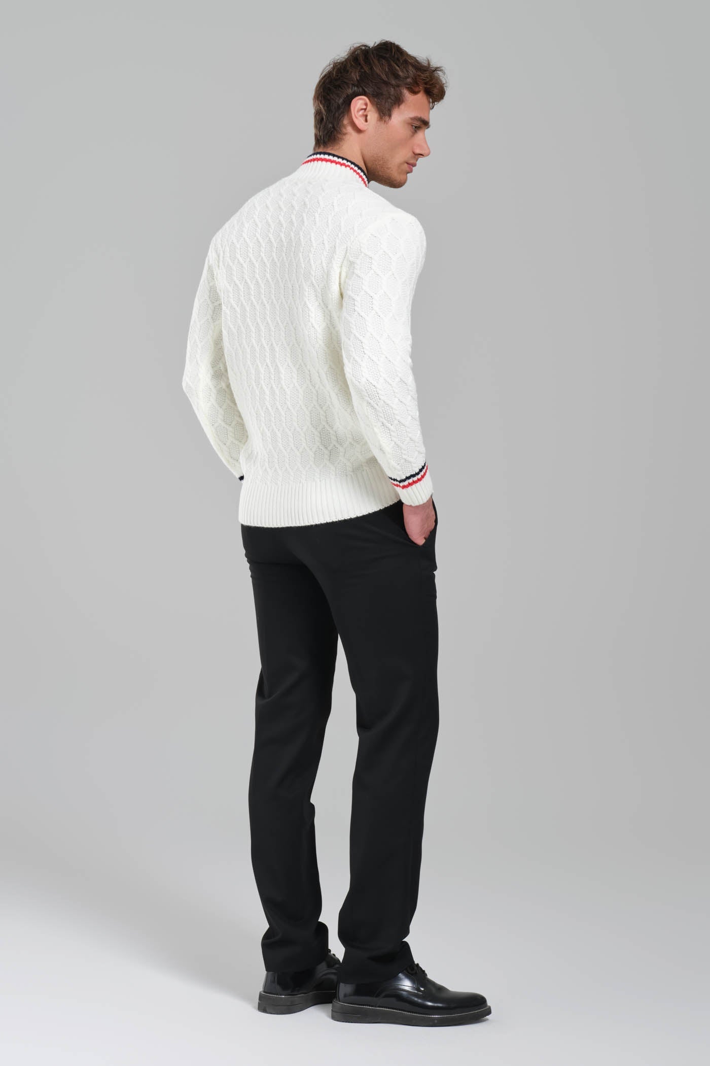 Moncler Cable Knit Sweater – White with Signature Detailing