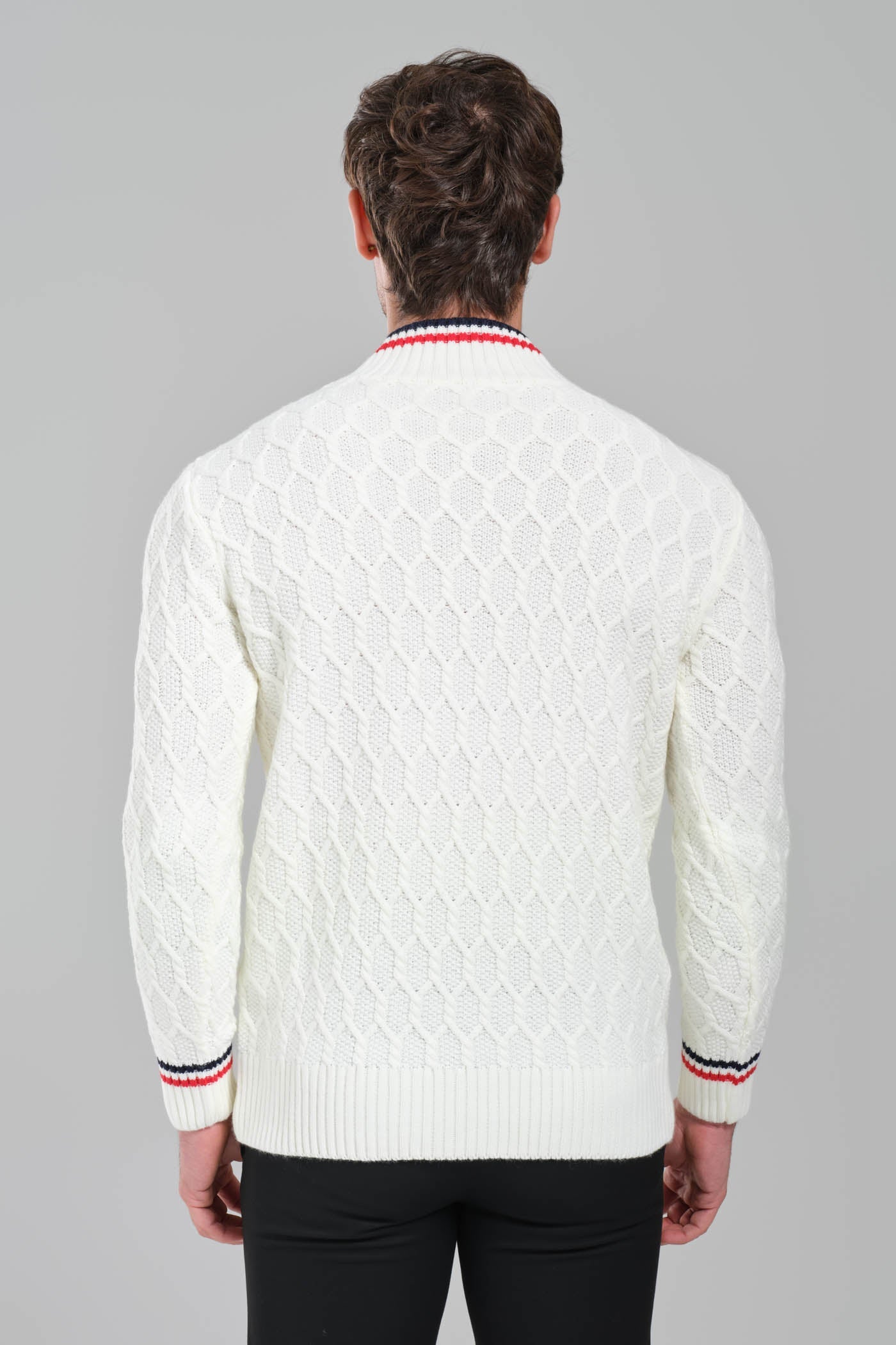 Moncler Cable Knit Sweater – White with Signature Detailing
