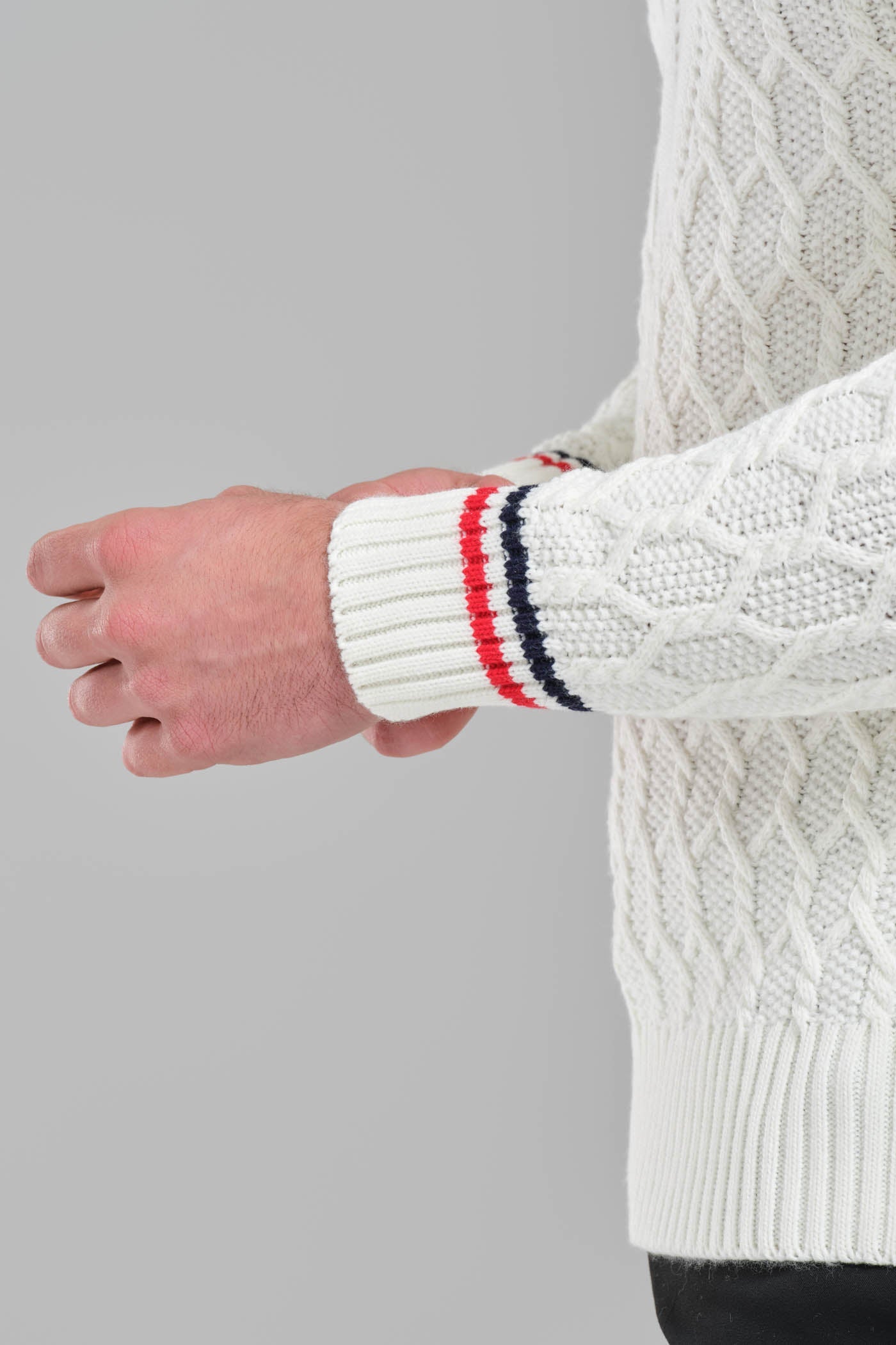 Moncler Cable Knit Sweater – White with Signature Detailing