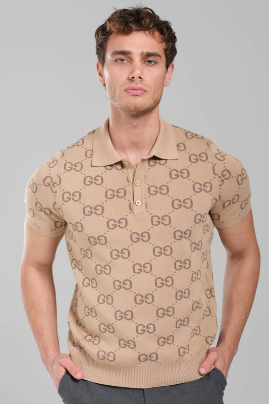 GUCCI GG Stretch Cotton Polo beige