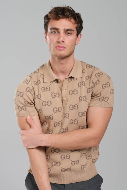GUCCI GG Stretch Cotton Polo beige