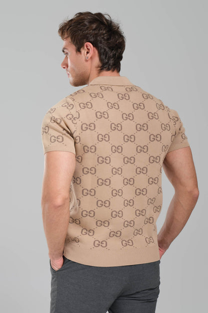 GUCCI GG Stretch Cotton Polo beige