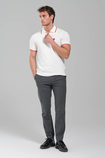 AMI Paris Ami de Coeur Zip  Knit Polo Shirt – White