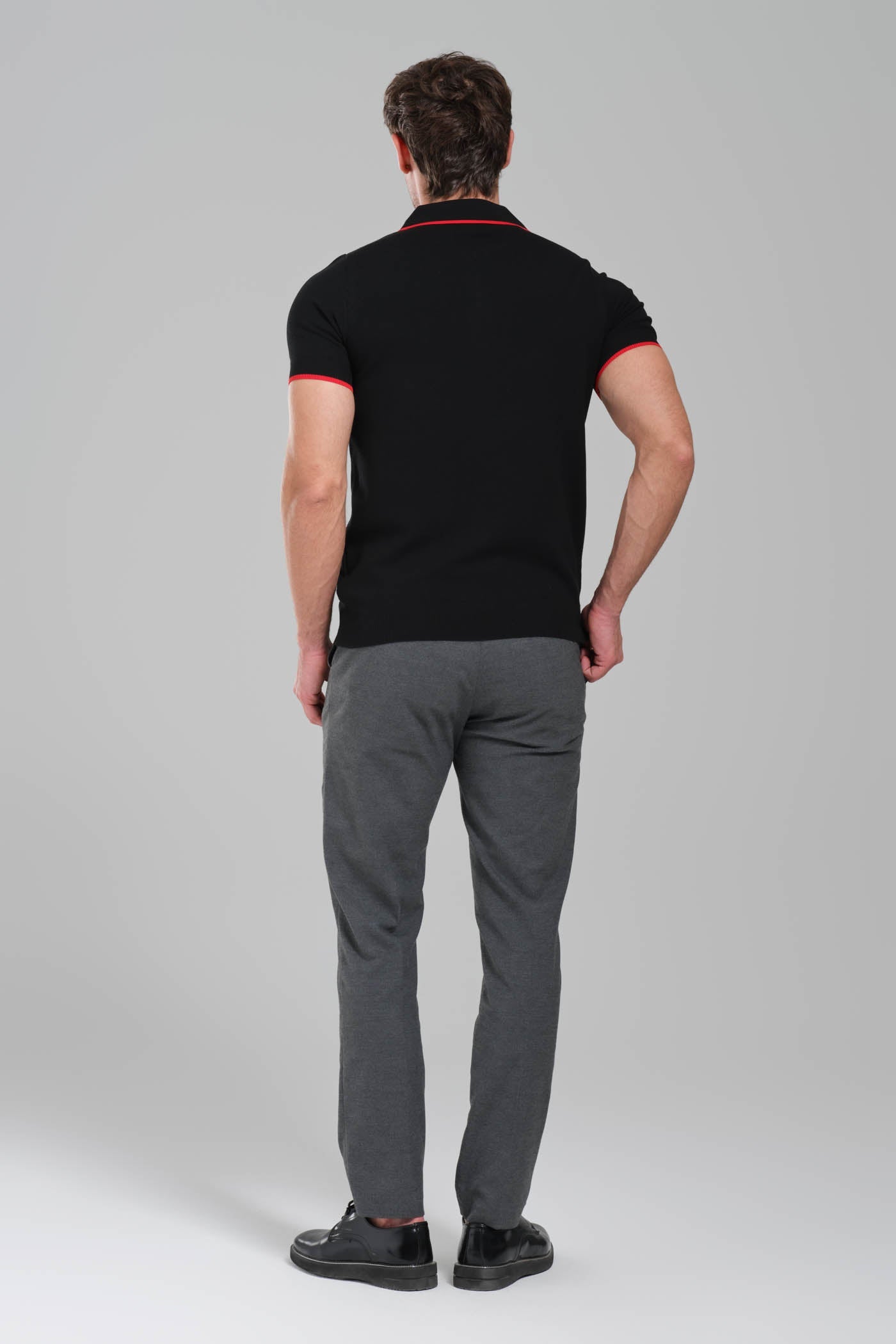 AMI Paris Ami de Coeur Zip  Knit Polo Shirt – Black