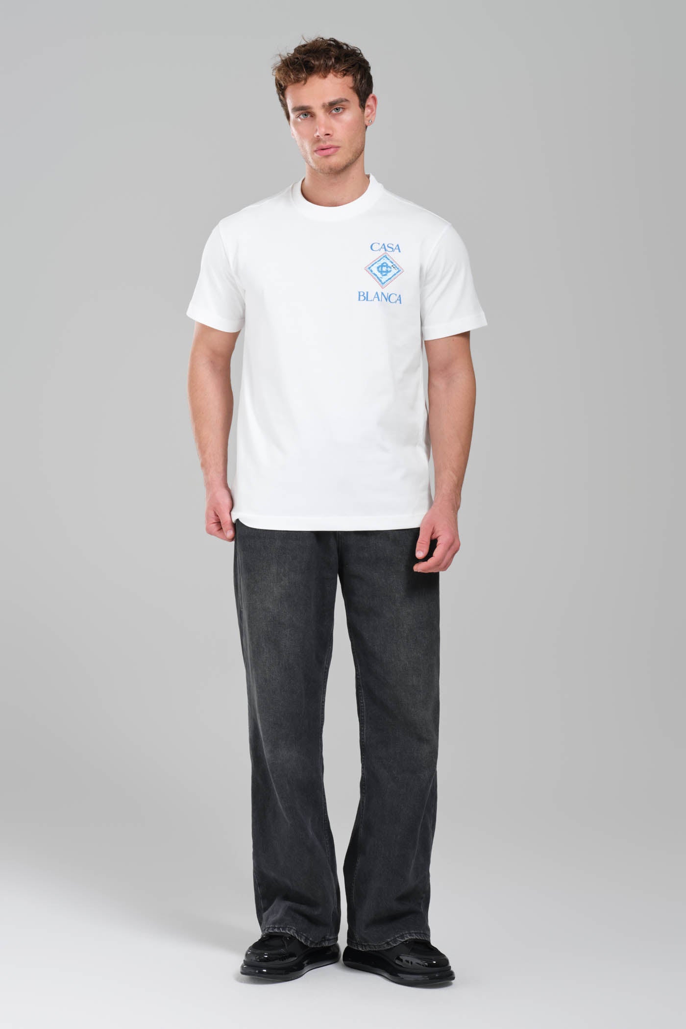 Casablanca White Logo T-Shirt with Geometric Back Print