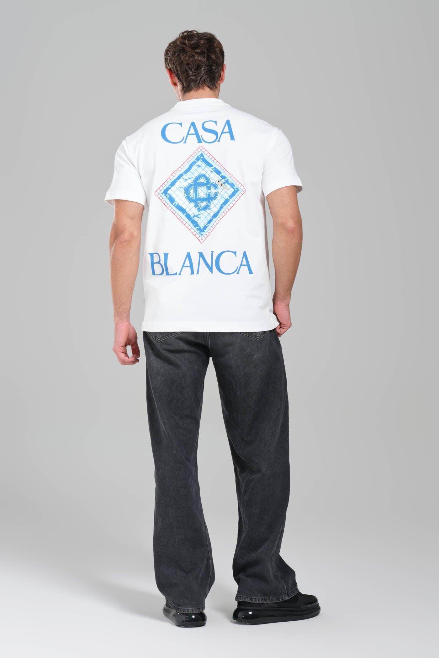 Casablanca White Logo T-Shirt with Geometric Back Print
