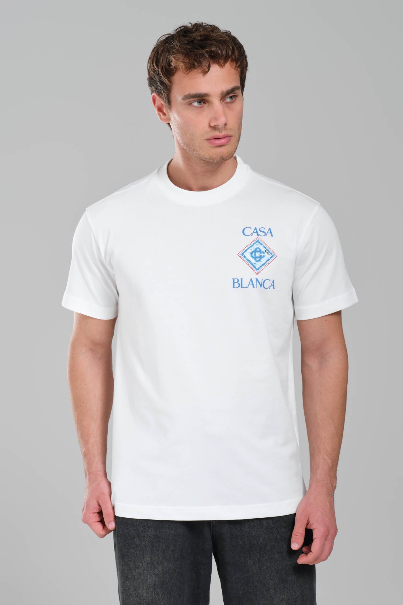 Casablanca White Logo T-Shirt with Geometric Back Print