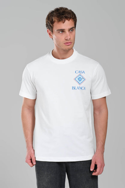 Casablanca White Logo T-Shirt with Geometric Back Print