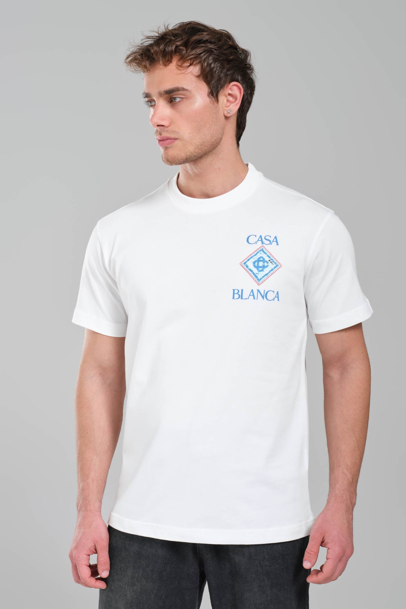 Casablanca White Logo T-Shirt with Geometric Back Print