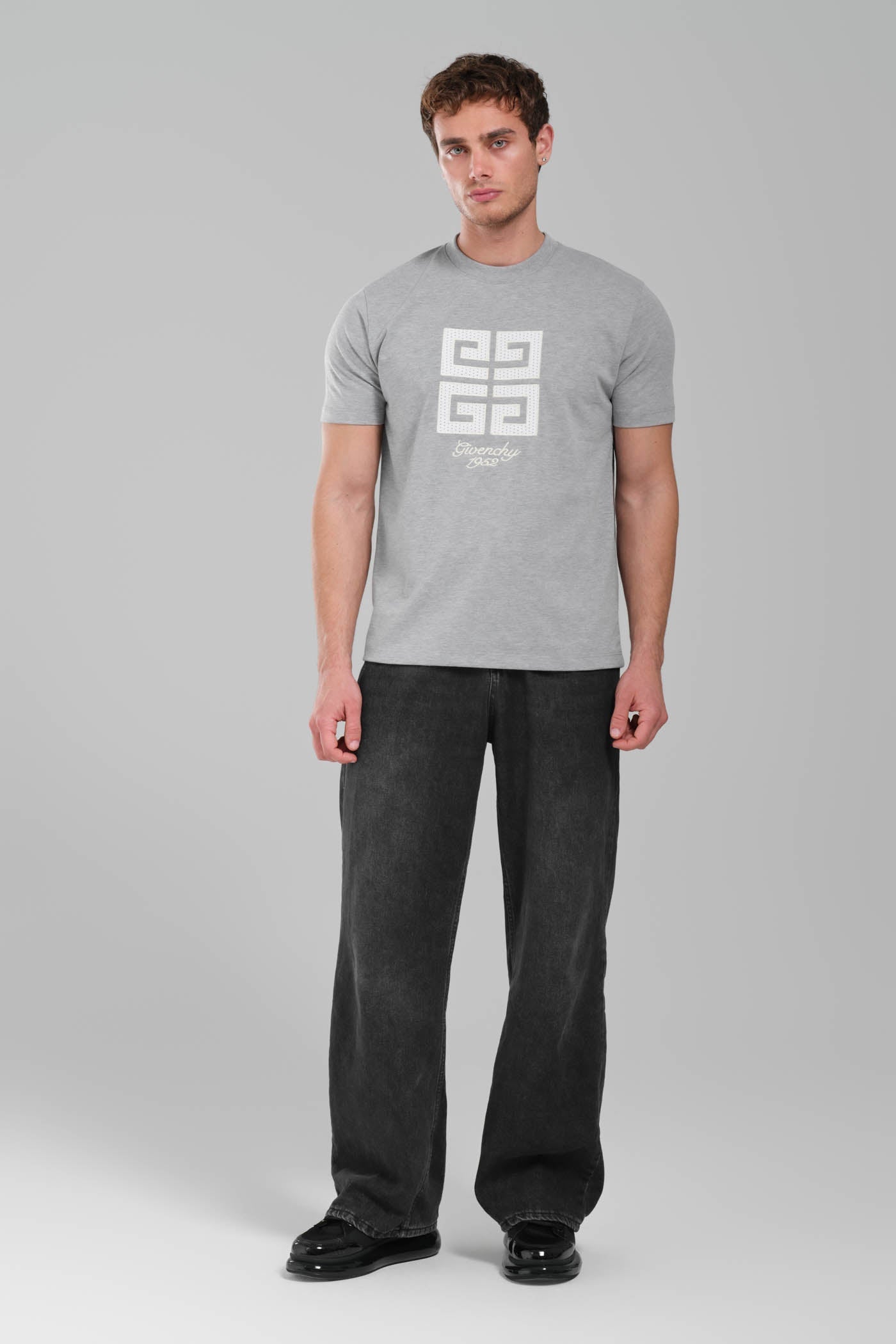 GIVENCHY Logo-embroidered cotton T-shirt grey