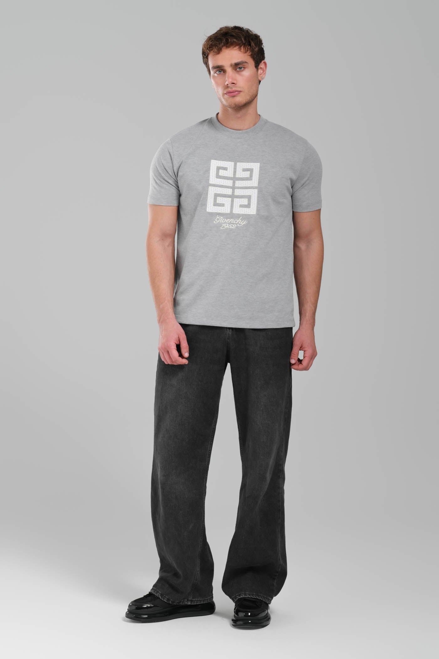 GIVENCHY Logo-embroidered cotton T-shirt grey