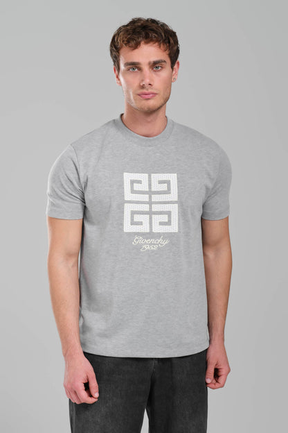 GIVENCHY Logo-embroidered cotton T-shirt grey