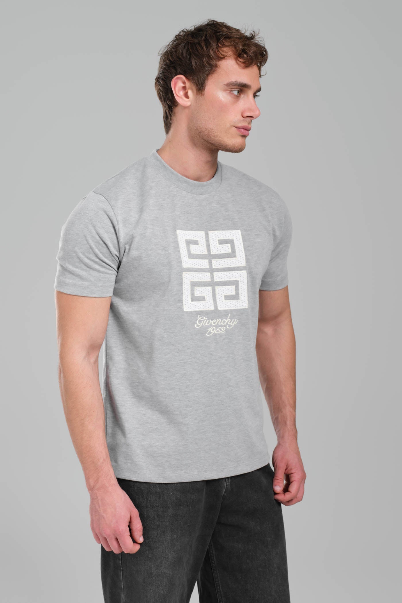 GIVENCHY Logo-embroidered cotton T-shirt grey