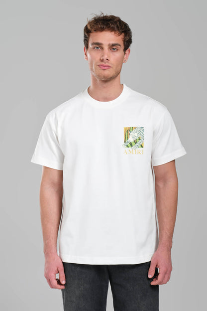 AMIRI White Graphic T-Shirt with Botanical Leopard Print