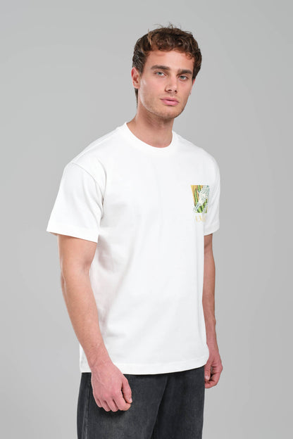 AMIRI White Graphic T-Shirt with Botanical Leopard Print
