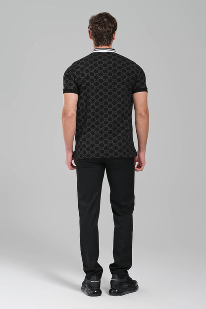 Gucci GG Monogram Polo Shirt – Black/White Trim