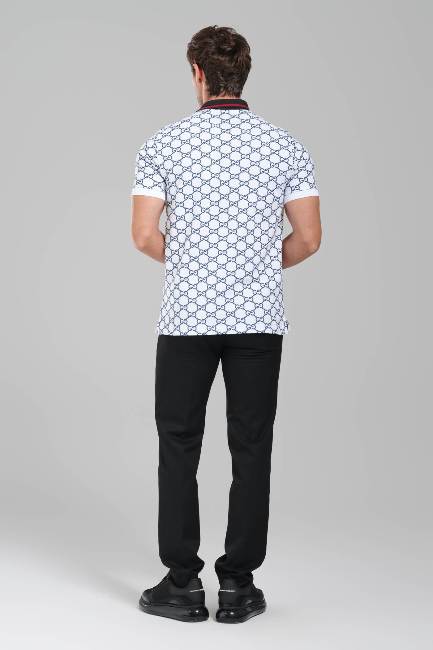 Gucci GG Monogram Polo Shirt – White/Navy.