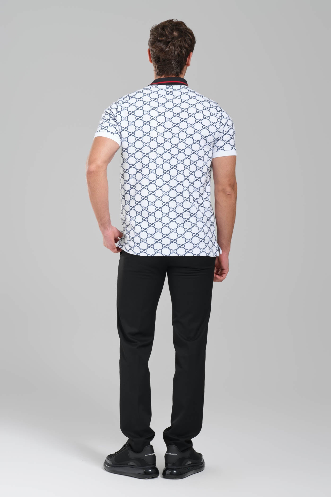 Gucci GG Monogram Polo Shirt – White/Navy.