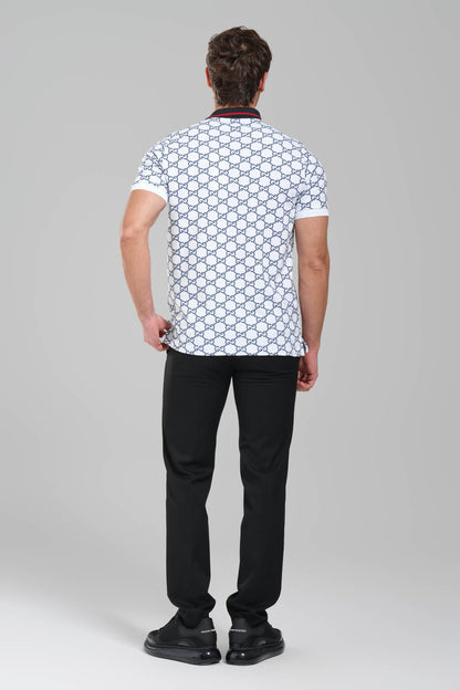 Gucci GG Monogram Polo Shirt – White/Navy.