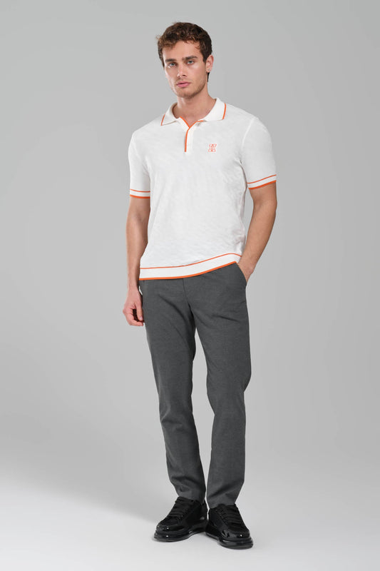 Hermes White Polo Shirt with Orange Details