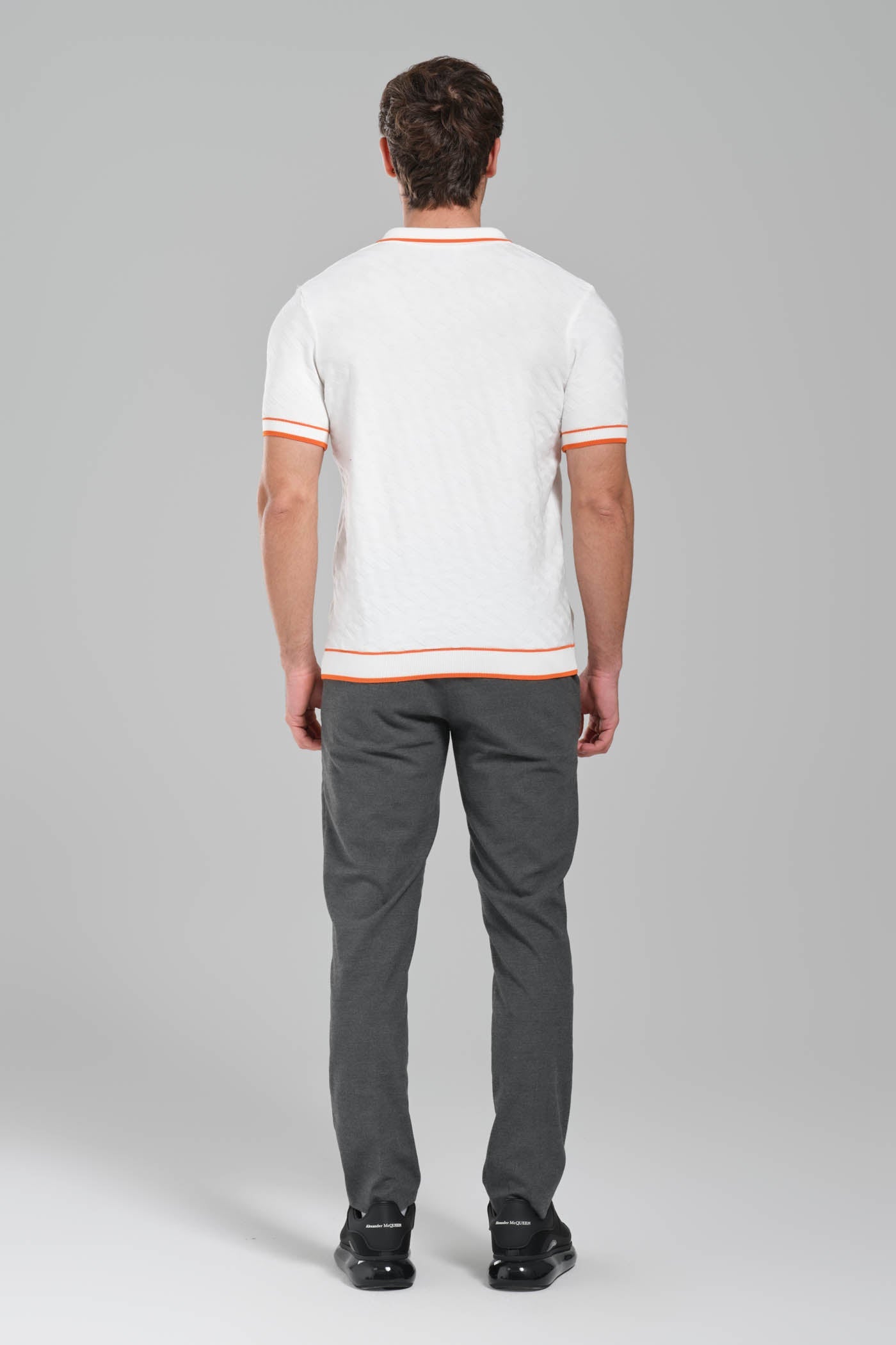 Hermes White Polo Shirt with Orange Details