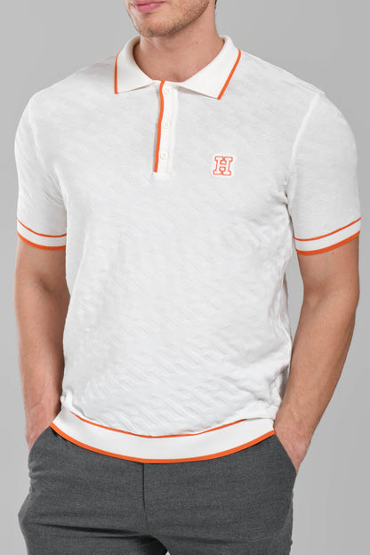Hermes White Polo Shirt with Orange Details