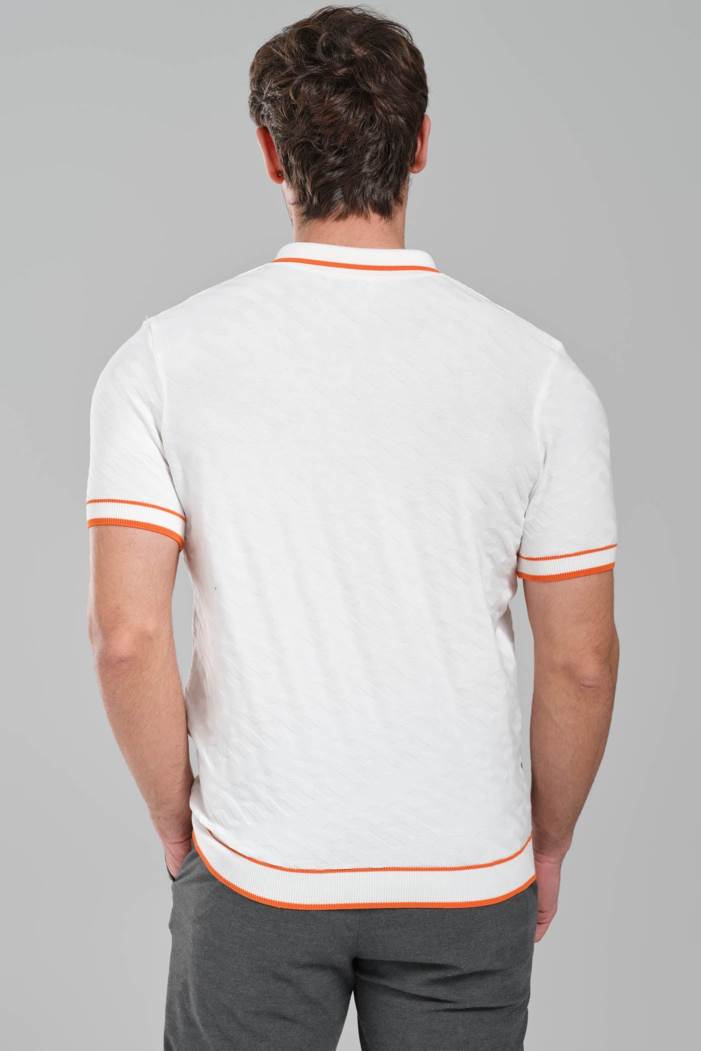 Hermes White Polo Shirt with Orange Details