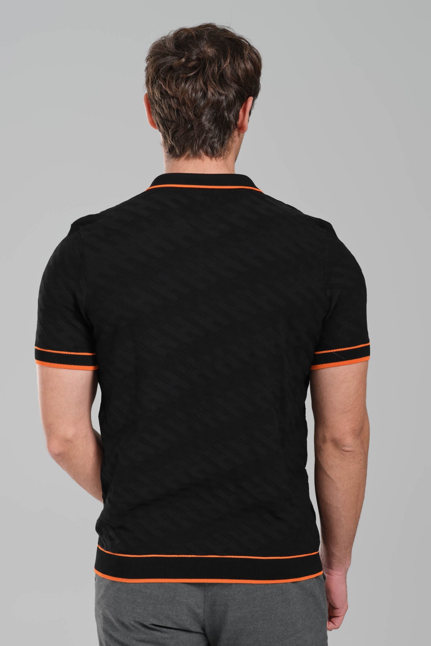 Hermes Black Polo Shirt with Orange Details